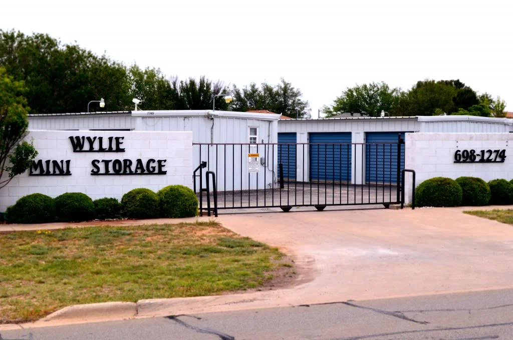 Gated entrance to the family-owned Wylie Storage facility